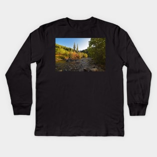 Boulder Colorado Canyon Creek Fall Foliage Kids Long Sleeve T-Shirt